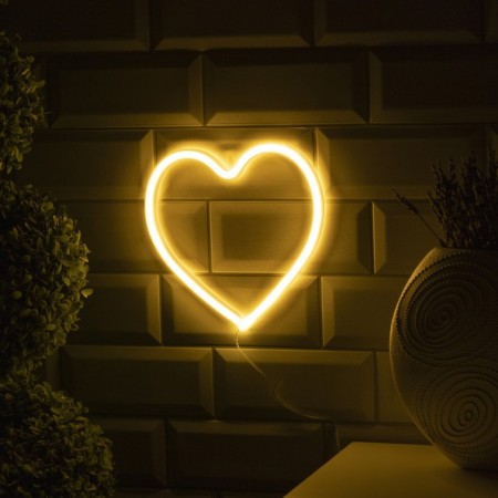 Neon sign "Heart" 20 × 20 cm, AAX3 batteries (not in the kit), USB, glow warm white