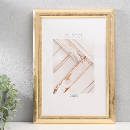 Photo frame Plastic "Mira" 20x30 cm, 211 gold (plastic screen)