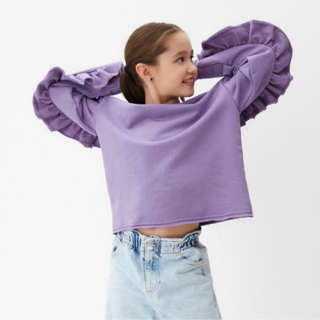 Свитшот для девочки MINAKU: Casual Collection KIDS, цвет сиреневый, рост 122 см-1