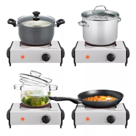 Electric tile KitFort KT-179, 1000 watts, 1 burner, white-black-2