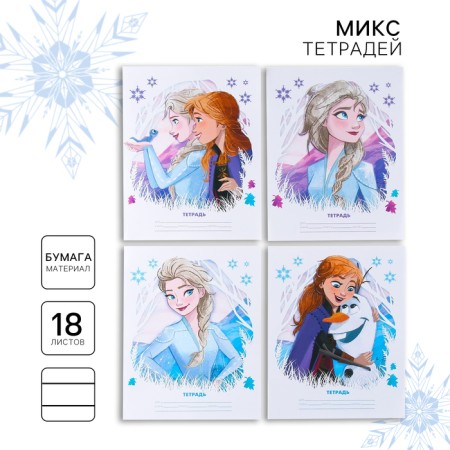 Notebook in a ruler of 18 sheets, 4 types of mix, cover covered paper, cold heart
