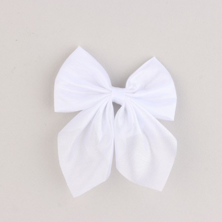 Hair bow White School "Cat" on the elastic band, 10x12 cm-2
