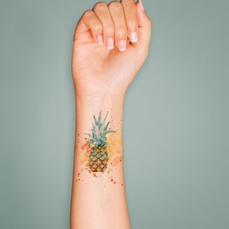 Tattoo on the body color "watercolor. Pineapple" 6x6 cm-2