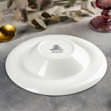 Deep porcelain plate Undina, 300 ml, d = 22.5 cm, white color-2