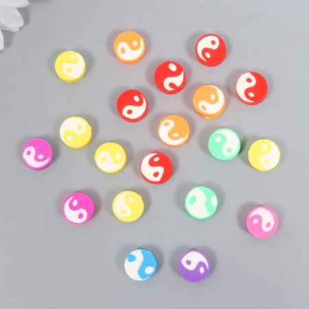 Beads for the creativity of PVC "Yin-Yang on a circle" Color set 20 pcs 1x1x1 cm