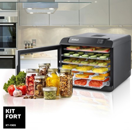 Drywall for vegetables and fruits KitFort KT-1905, 500 W, 6 tiers, black-5