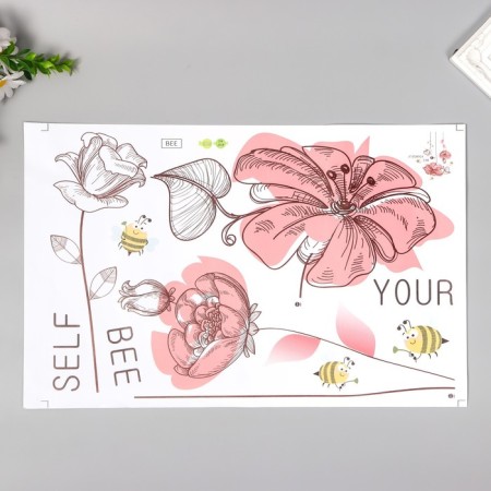 Sticker Plastic Interior color "Flowers and bees" 30x45 cm-1