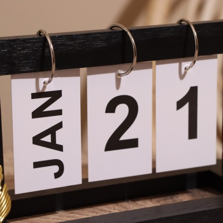 Souvenir eternal calendar, wood, 2x20x11.5 cm, col. black-2