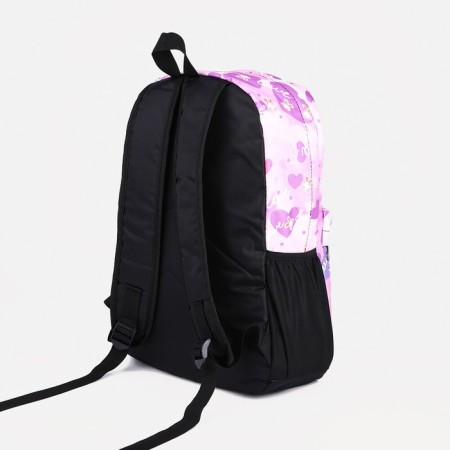 A backpack with a zipper, 3 outer pockets, lilac color-3