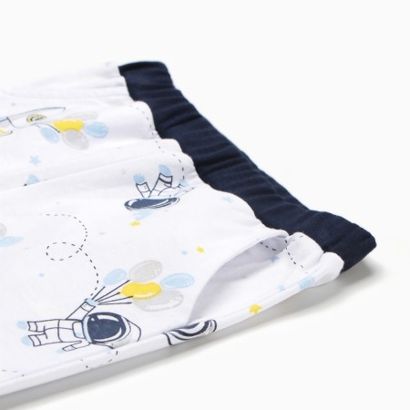 Pajamas for a boy (longshit/pants), white color/astronauts, height 110 cm-3