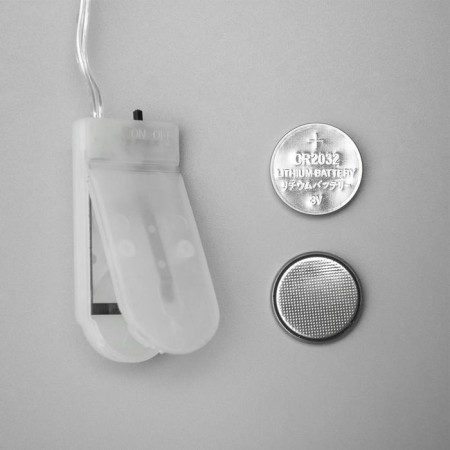 Garland "thread" 5 m dew, IP20, silver thread, 50 LED, yellow glow, CR2032x2-5