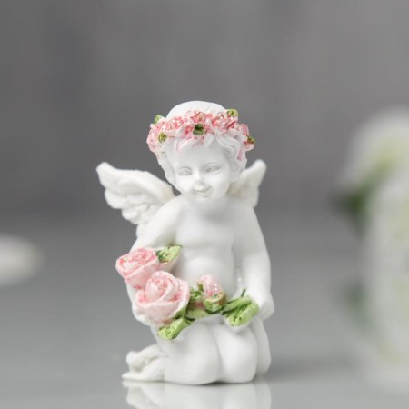 Figure Polystone "Angel with rose buds" mix 5.8x3.3x3.7 cm-1