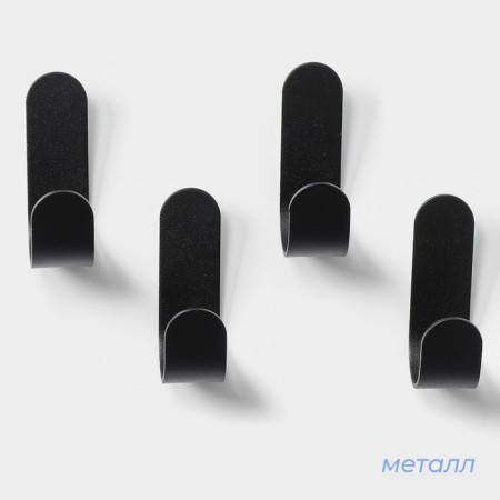 A set of metal self -adhesive hooks Savanna Black Loft Hook, 4 pcs, 2.8 × 5.5 × 1.8 cm-1