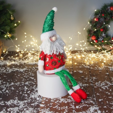 Soft toy "Santa Claus in a radiant suit with long legs" 42x19 cm, red-green-1
