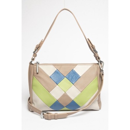 Bag Cross-Body Women's, genuine leather, Ludor beige, 30x8x21 cm