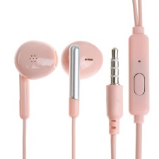 R-8 headphones, wired, inserts, microphone, 1 m, jack 3.5 mm, pink