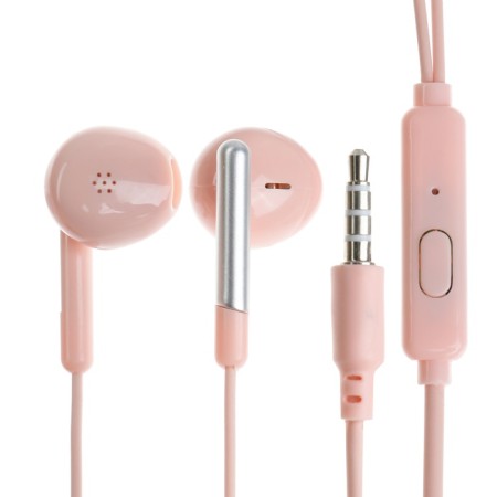 R-8 headphones, wired, inserts, microphone, 1 m, jack 3.5 mm, pink