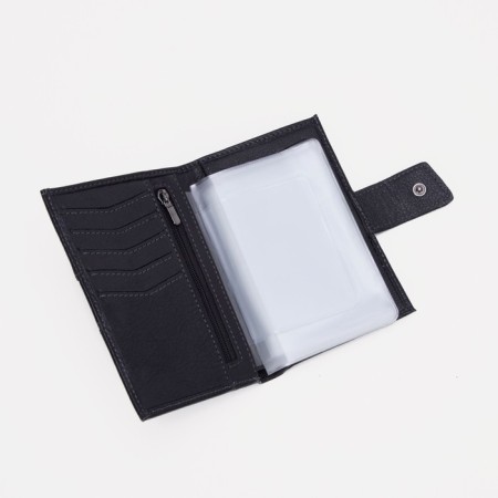 Male purse on the button for auto documents and passports, black color-2