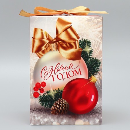 Folding box "Happy New Year", balls, 12 x 18 x 12 cm, New Year-3