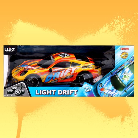 Radio -controlled "Drift" machine, interchangeable wheels, lighting effects, operates from the battery-13
