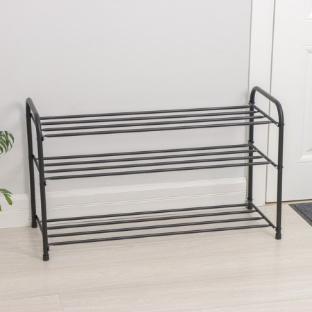 Shoe stand, 3 shelves, 81 × 32.5 × 48.5 cm, black color-1