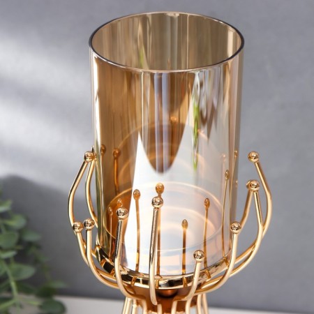 Summary Metal for 1 candle "FARCH WITH Gold balls" gold 37x12x12 cm-5