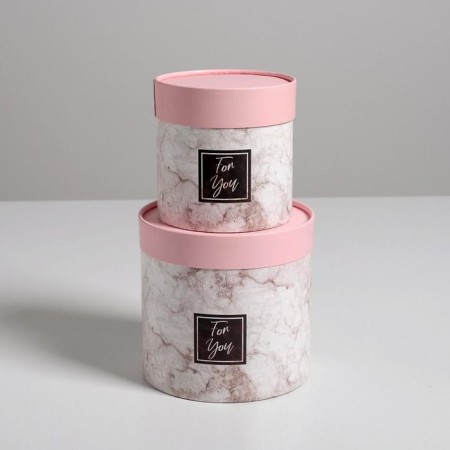 A set of boxes of thin cardboard 2 in 1, gift packaging, “marble”, 12 x 12, 15 x 15 cm-1