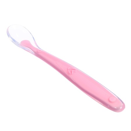 A spoon for a nursery, for the first feeding, in a container, pink-2