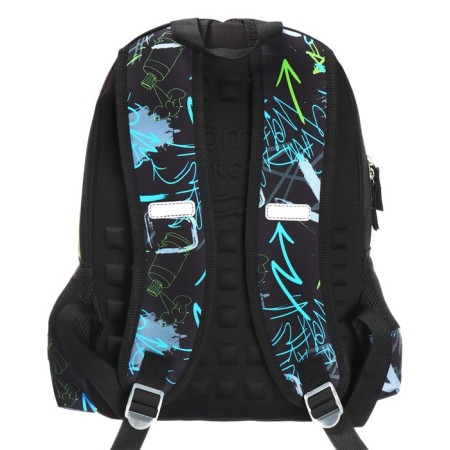 School backpack 38 x 27 x 17, ergonomic back, Devente Attomex Basic, T-Rex Dino, Black 7033443-4