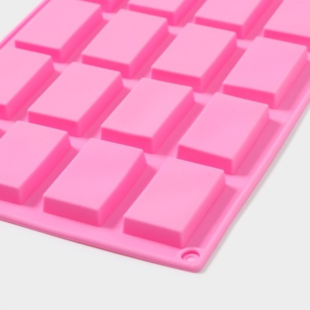 Form for chocolate of the share "Eucks", silicone, 29 × 17 × 1 cm, 20 cells (4.6 × 2.7 cm), pink color-1