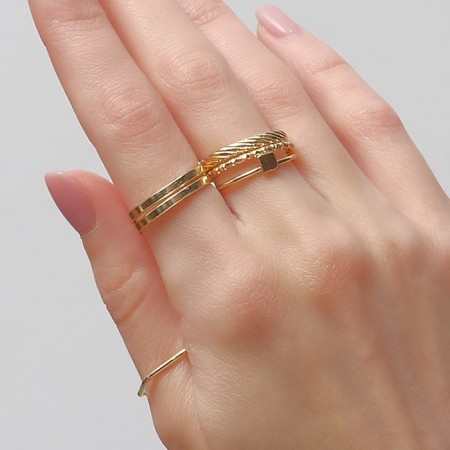 Set of rings 5 ​​pieces "perfect fingers" aura, white color in gold-2