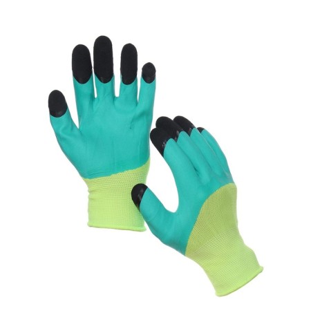 Nylon gloves, with latex dousy, size 9, green