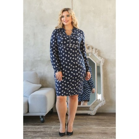 Female dress, size 54, blue, white color