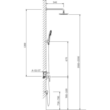 The shower system Timo Selene SX-2069/00sm (1013), built-in, chrome-6