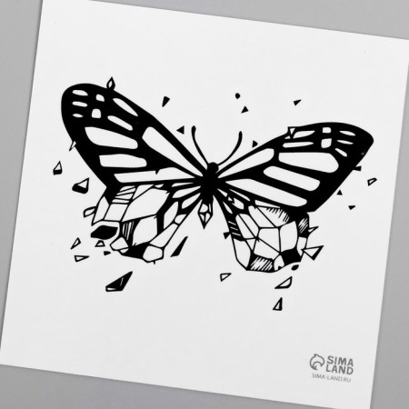 Tattoo on the body Black "Butterflies" set 5 pcs 6x6 cm-6