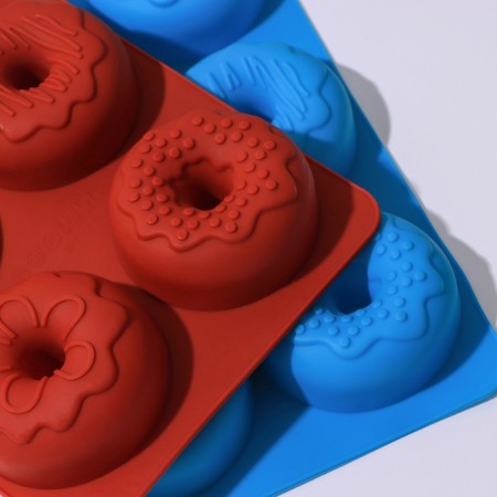 The form for baking the share "Sweets. Donuts in the glaze ”, silicone, 27.2 × 16.4 × 3.2 cm, 6 cells, color mix-3