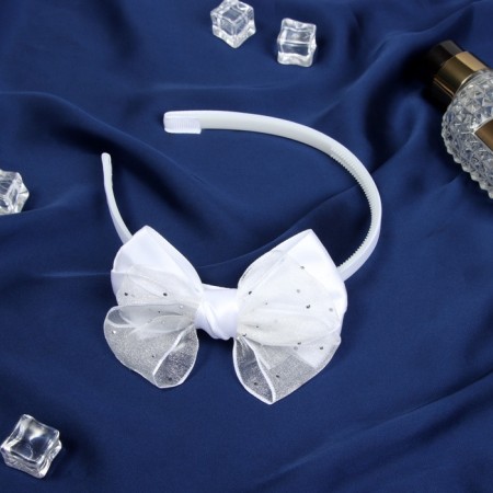 Hair cap "Bow Broke" shine, 10x1 cm, white