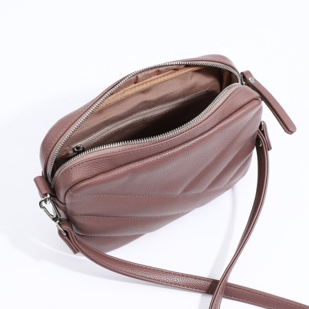 Richet Cross-Boda Bag on a zipper, external pocket, brown color-7