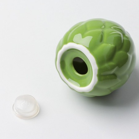 List and Solonka from ceramics "Artichoke", white and green 6 x 6.5 cm, white-green color-5