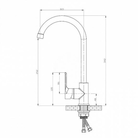 Kitchen mixer RMS SL133-017F, single-leaf, high spout, nut, chrome-4