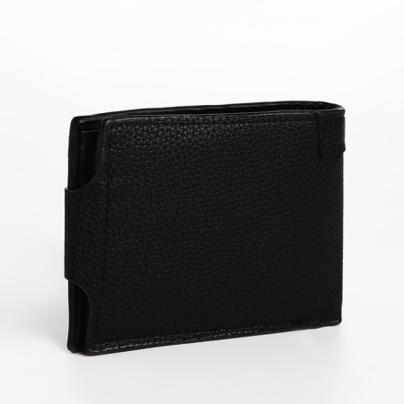 Male purse for magnet, department for bills, for maps, for coins, black color-1