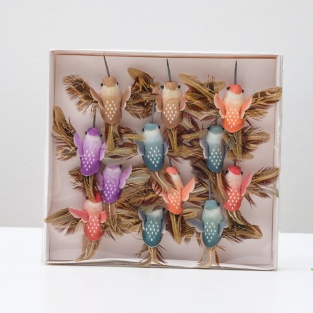 Birds for decor and floristry, on clothespin, mix, plastic, 1pcs, 8 x 8 cm-5