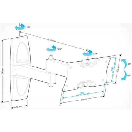 Holder LCDS-5064 bracket for TV, up to 30 kg, 10-32 ", wall, turn and slope, white-1