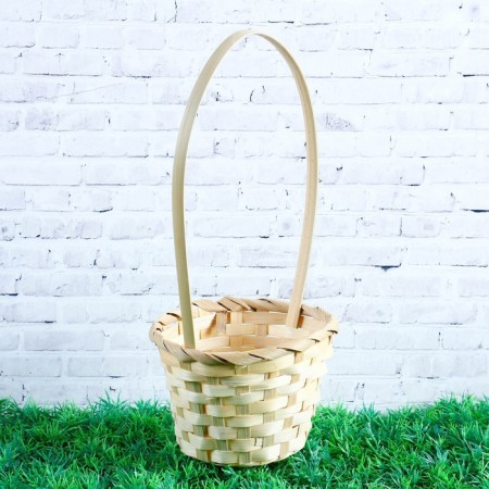 Wicker basket, bamboo, natural color, (cylinder), medium-2