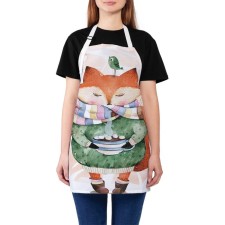 Apron of the kitchen with a “fox warms” photo print, adjustable, size OS