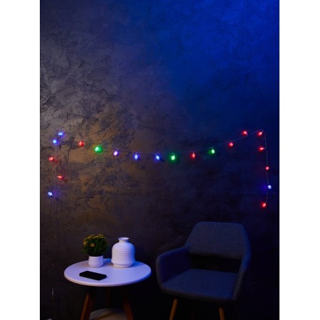 Garland “thread” 3 m with nozzles “Hedgehogs”, IP20, transparent thread, 20 LED, glow of multi (RG/RB), blinking, USB-4