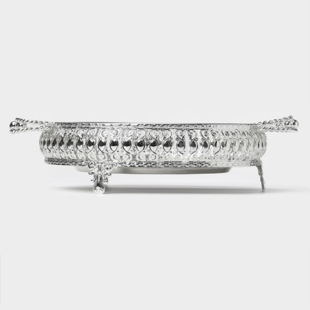 Serving tray "Solon", 34 × 24.5 × 9 cm, with handles, silver color-3