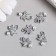 Decor for creativity metal, rhinestones "Maple leaves with bead" silver 1.3x1.8 cm
