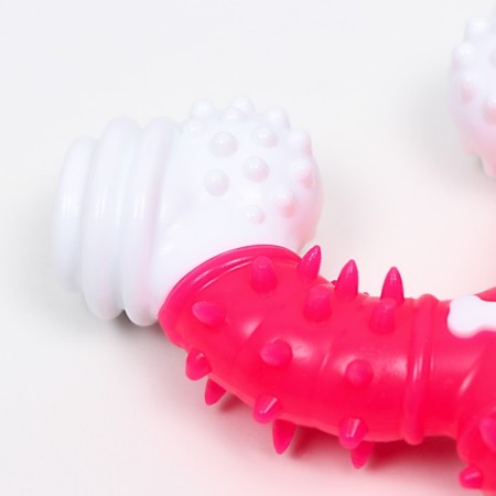 Two -layer toy (hard and soft plastic) "slingshot", 12 cm, pink-2