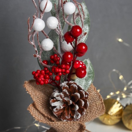 Decor "Bright holiday, in a bag" Berries of leaves, 25x10 cm-1